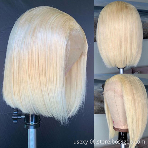 Wholesale Brazilian Hair Wig 613 Blonde Lace Frontal Wig 613 Virgin Hair Short Bob Lace Front Human Hair Wigs For Black Women